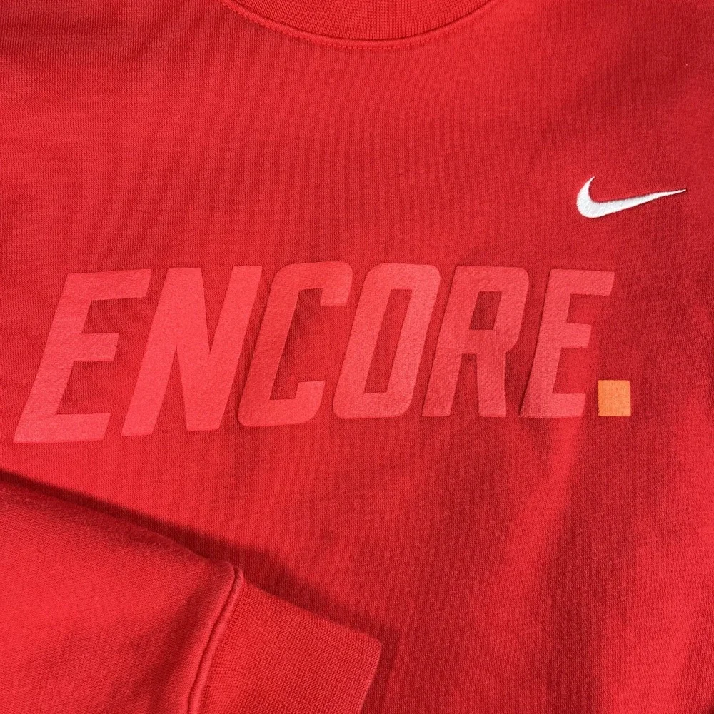 Nike Crew Neck Sweatshirt‎ Men M Red Encore Club Fleece Swoosh Logo Pullover-EUC
